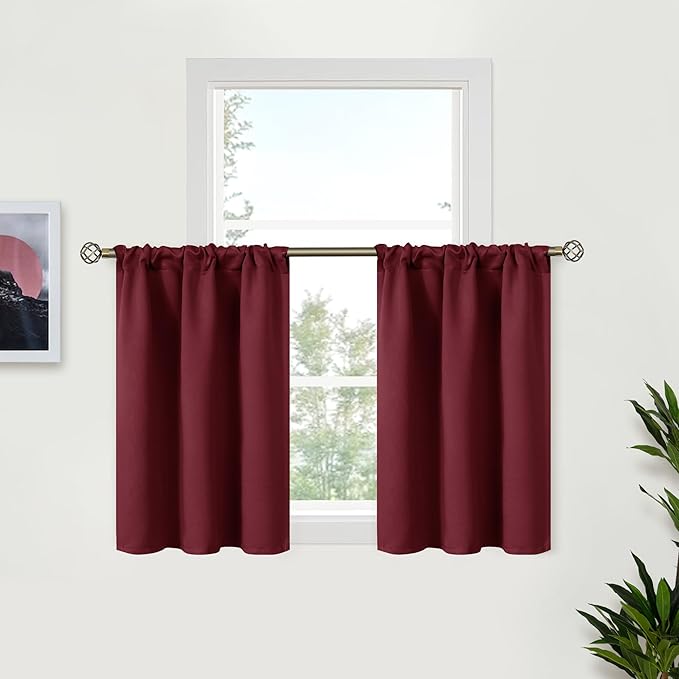 BGment Short Burgundy Blackout Curtains 36 Inches Length by BGment