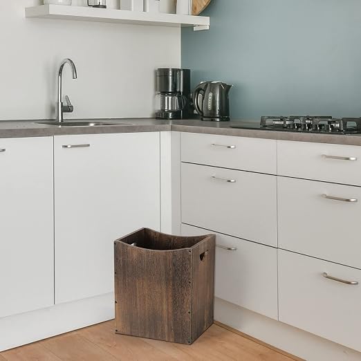 Wood Trash Can 5.3 Gallon Office Wastebasket Farmhouse Rectangular Garbage Can - Image 5