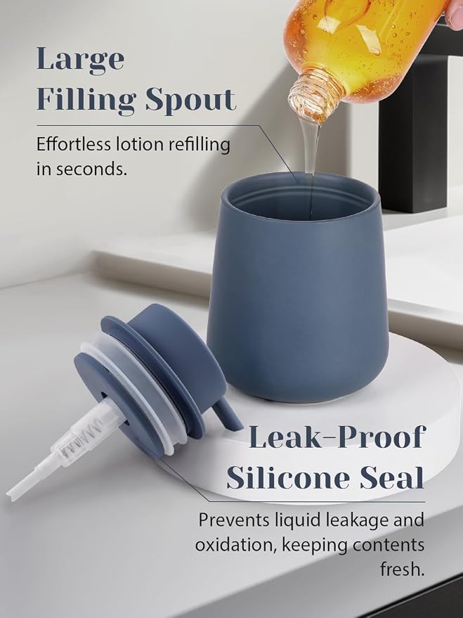 INGOFIN Ceramic Lotion Dispenser - 12oz Refillable Liquid Hand Soap Dispenser - Image 3