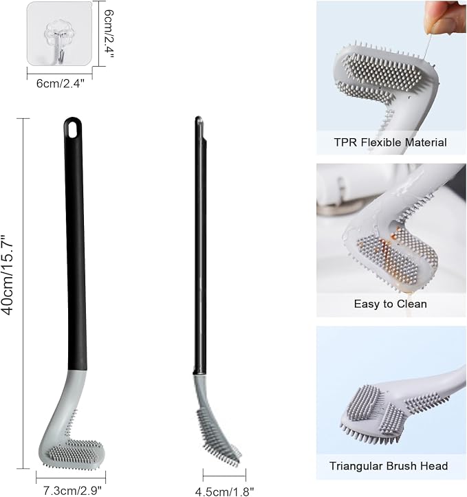 Golf Toilet Brush, Toilet Cleaning Brush, Flexible Bendable Silicone Long - Image 5