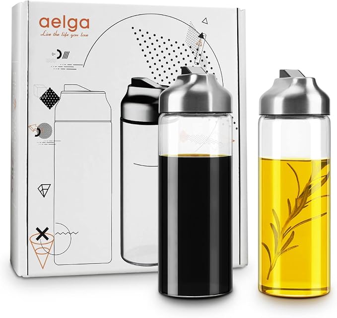 Aelga Olive Oil Dispenser - 14 OZ Glass Oil and Vinegar Dispenser Bottles Set - Image 7