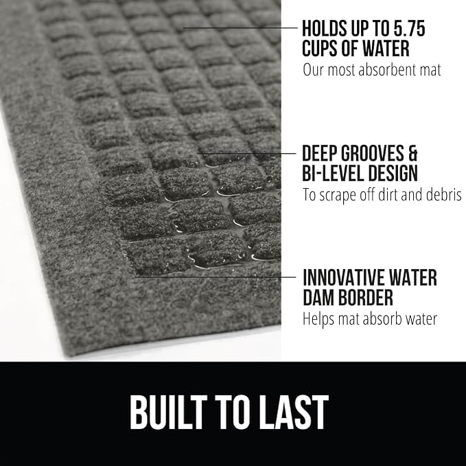 GORILLA GRIP Front Door Mat, Indoor Outdoor Ultra Absorbent HydroAbsorb Doormat - Image 2