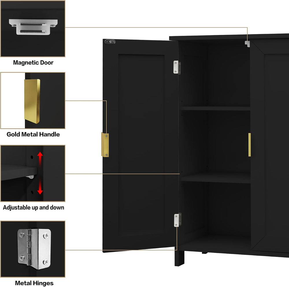 TaoHFE Black Bathroom Storage Cabinet,Bathroom Cabinets Freestanding