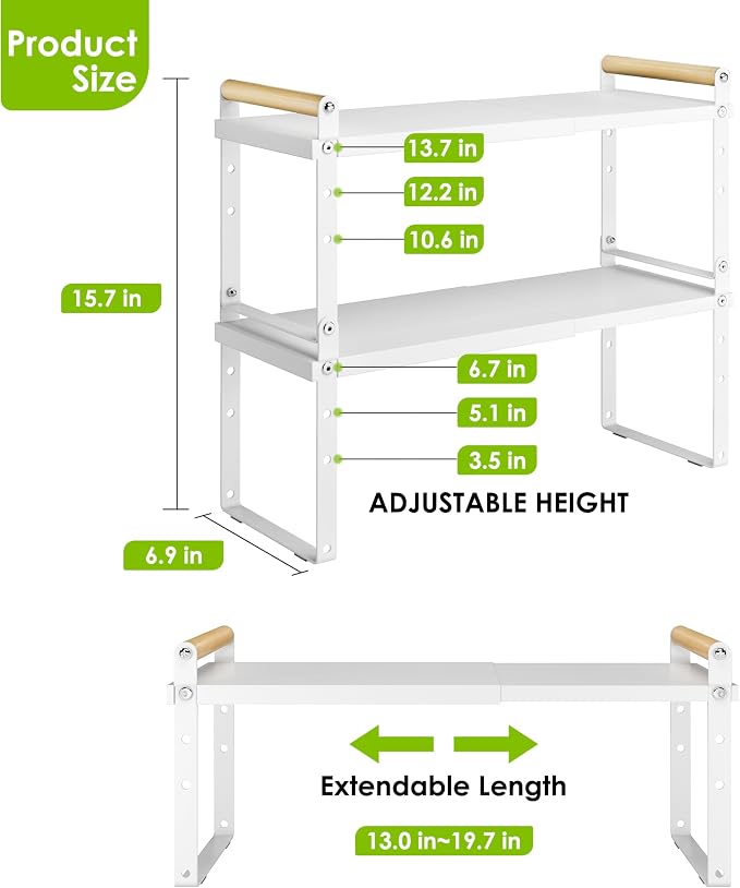 DOLALIKE Expandable kitchen Countertop Organizer, Stackable Cabinet Shelf - Image 2