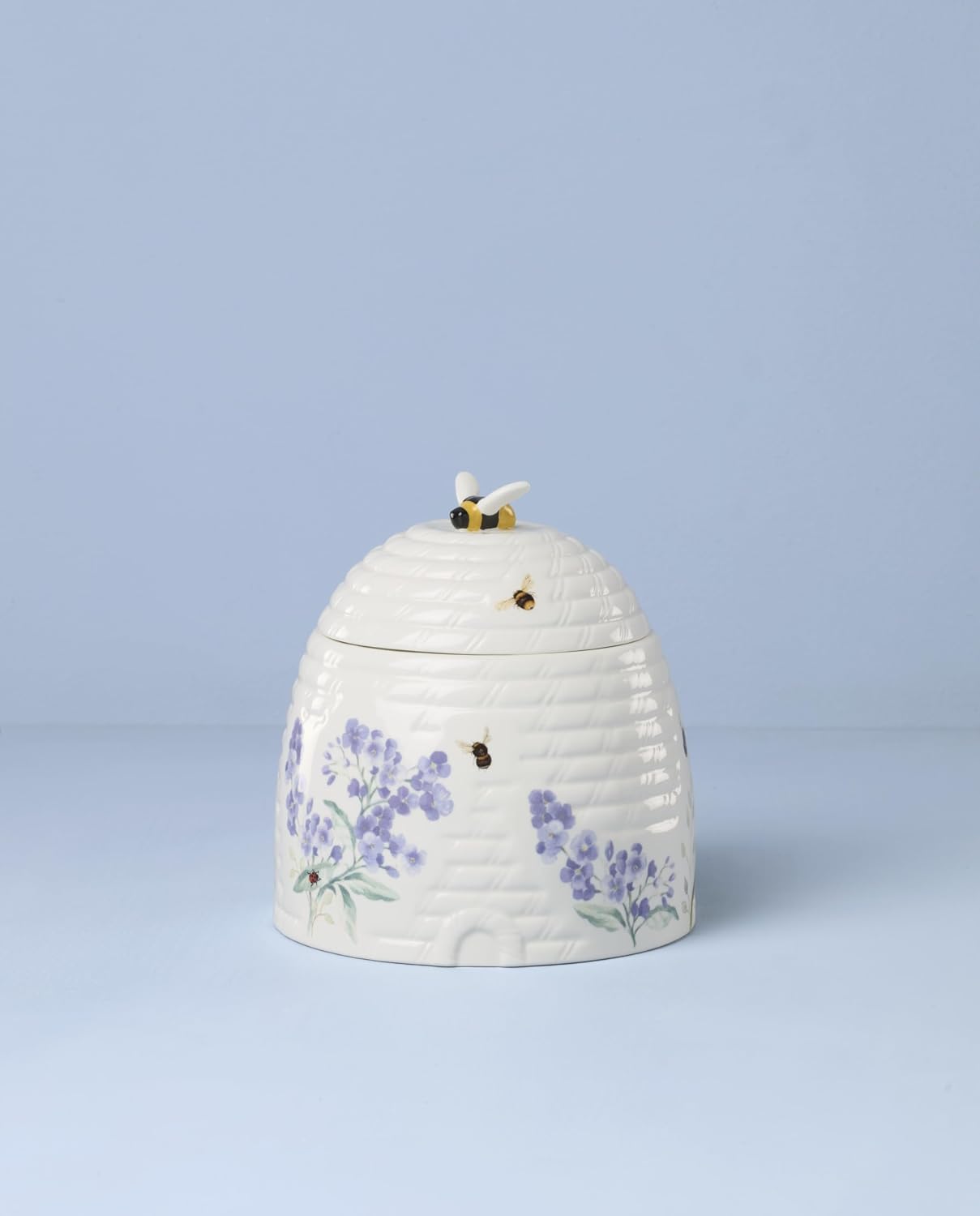 Lenox Butterfly Meadow Beehive Candy Jar | porcelain, dishwasher safe | butterfly and floral design | pantry storage and table decor accent, cookie jar and candy dish