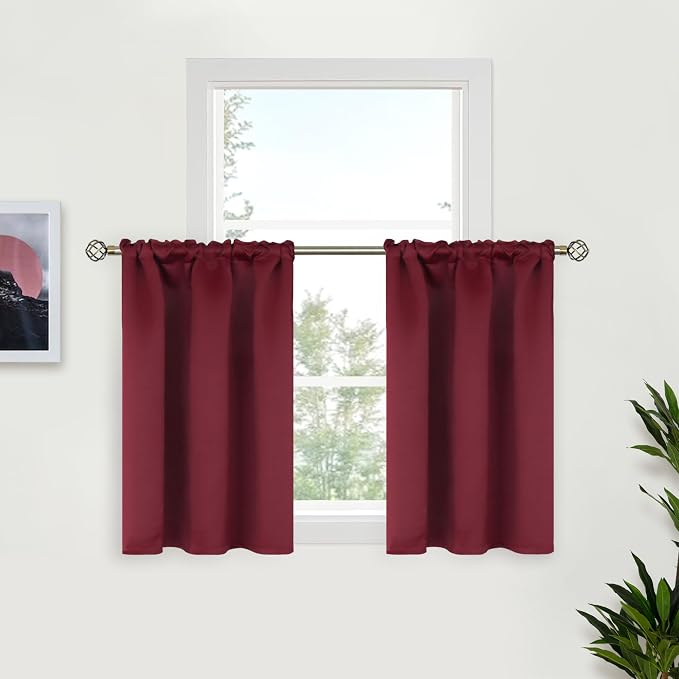 BGment Burgundy Half Window Curtains by BGment
