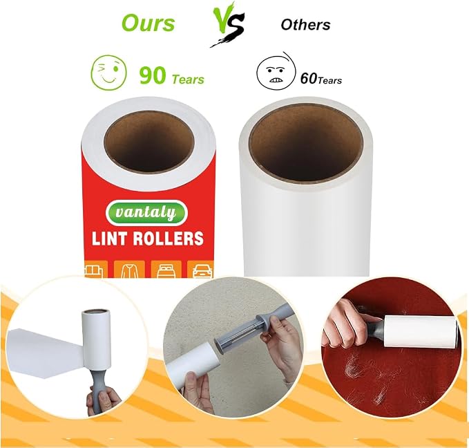 Pet Hair Lint Rollers, 3 Pack, 90 Sheets Each– Reusable Sticky Roller - Image 6