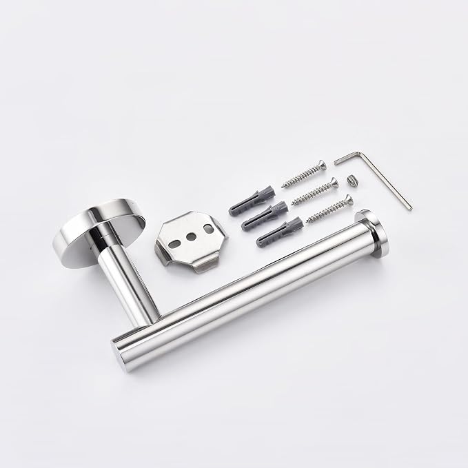 TASTOS Polished Chrome Toilet Paper Holder SUS304 Stainless Steel, Modern Round - Image 7