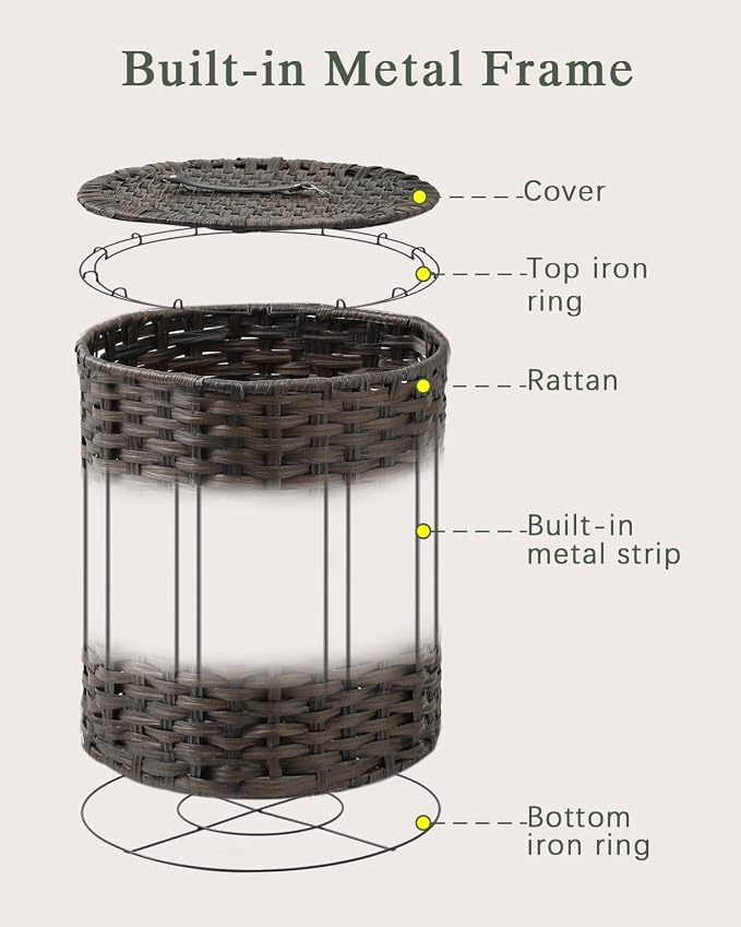 Laundry Hamper with Lid Wicker Laundry Hamper Round 26.5 Gal Laundry Basket - Image 8