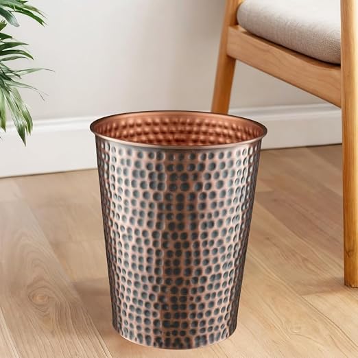 Monarch Abode Handcrafted Metal Wastebasket Trash Can - Image 5