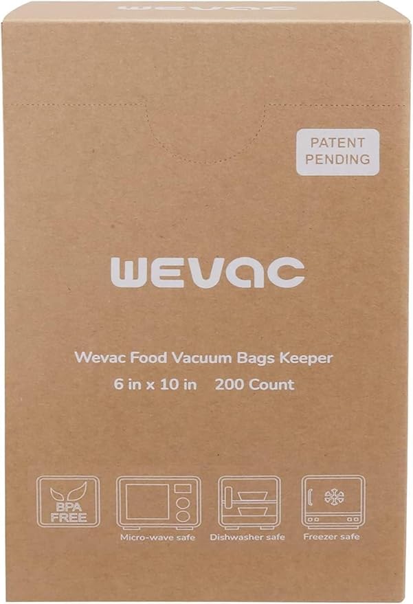 Wevac 6” x 10” 200 Count Food Vacuum Sealer Bags Keeper, PreCut Pint, BPA Free - Image 2