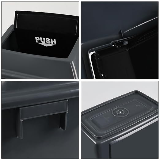 4 Packs 13 Gallon Commercial Heavy-Duty Trash/Garbage Can, Swing Lid Waste - Image 3