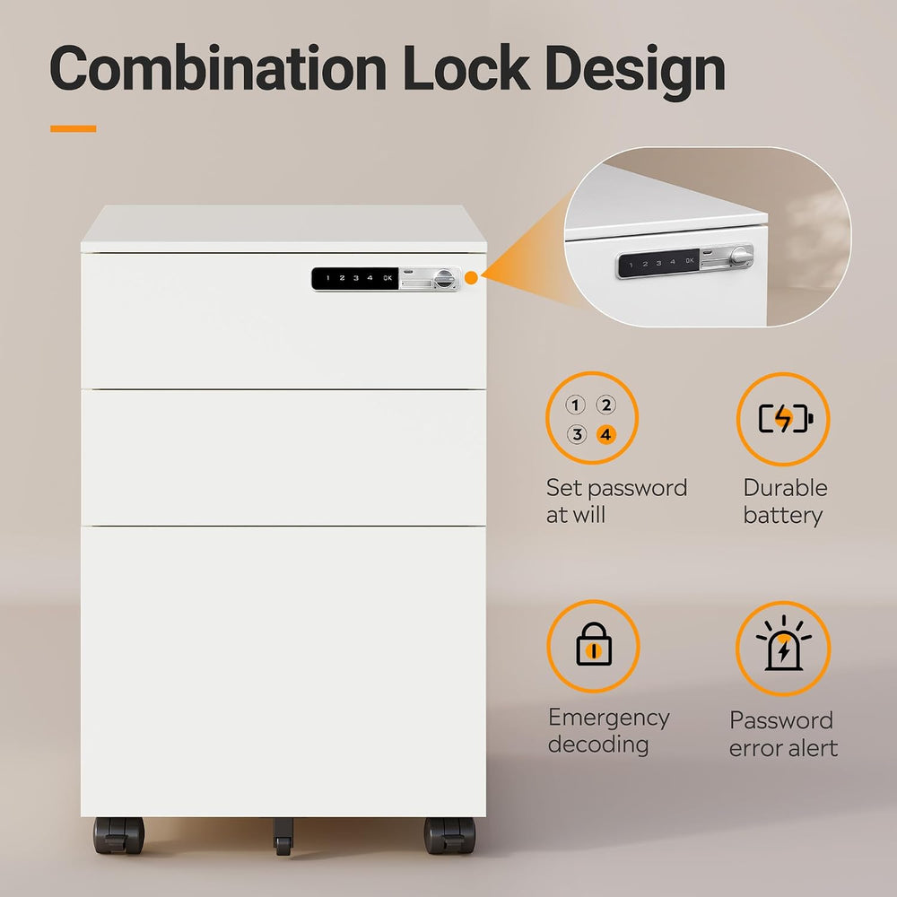DEVAISE 3 Drawer File Cabinet with Combination Lock, Fully Assembled