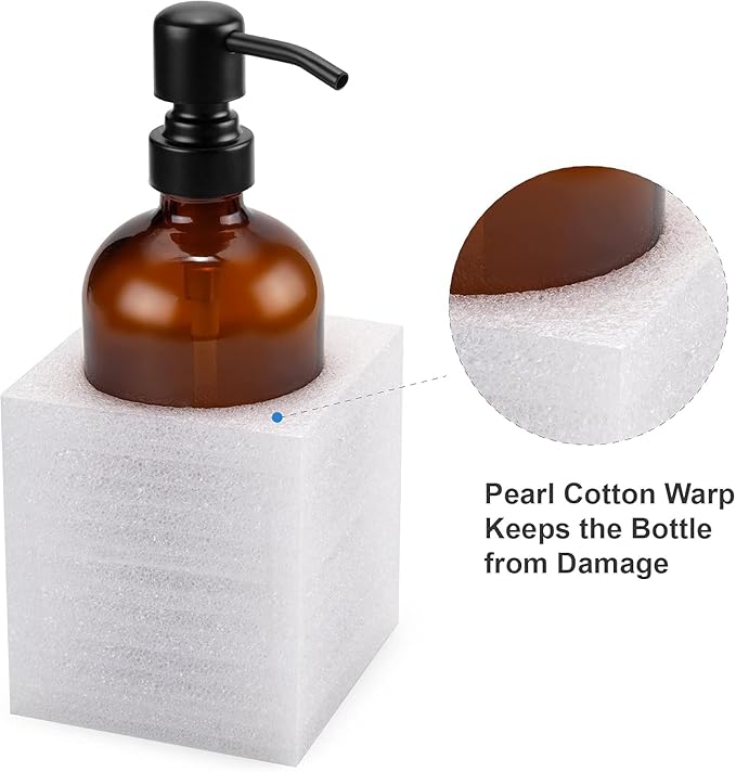 AmazerBath Amber Glass Soap Dispenser, 2 Pack Soap Dispenser Set - Image 6
