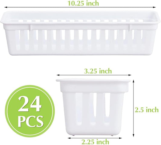 Domensi 24 Pcs Slim Plastic Storage Baskets Tray - Image 2