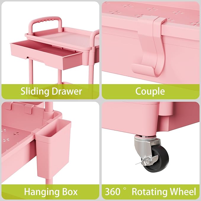 4 Tier Rolling Cart Organizer, Art Craft Diaper Bedside Snack Laundry Room - Image 4