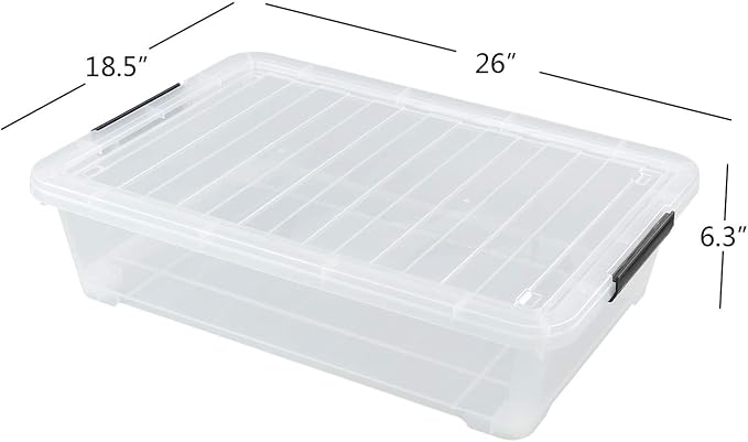 3-Pack Plastic Under Bed Storage Box Container, 40 Quart Clear Stackable - Image 2