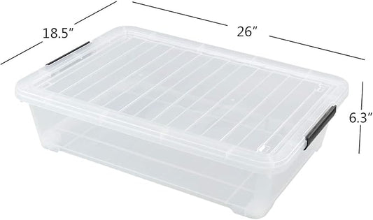 3-Pack Plastic Under Bed Storage Box Container, 40 Quart Clear Stackable - Image 2