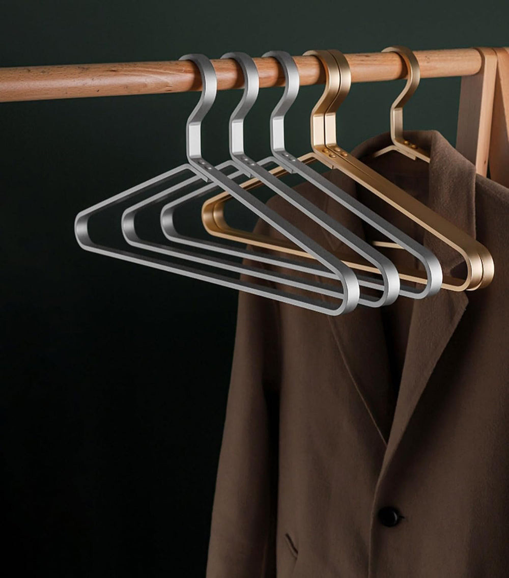 Premium Matte Silvery Aluminum Coat Hangers 6 Piece Set, 17.7” Extra Smooth &...