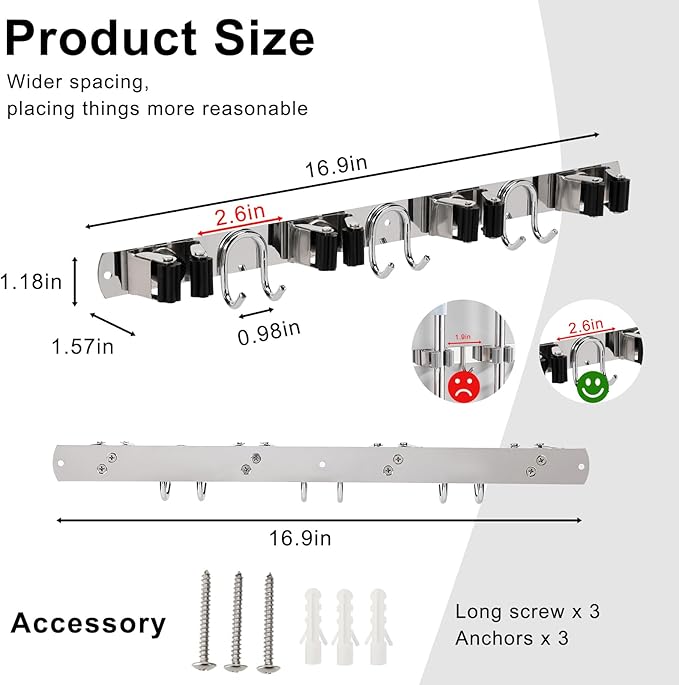 Mop Broom Holder Wall Mount - Image 3