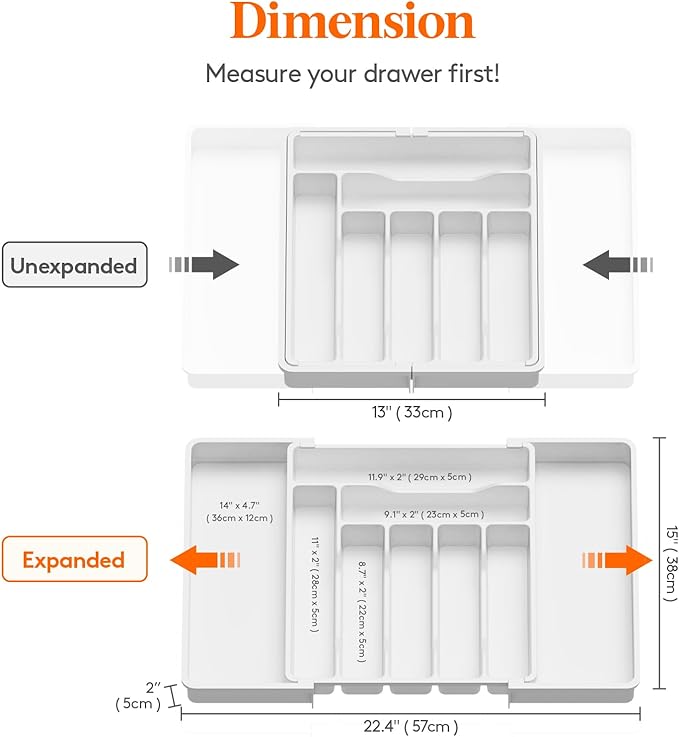Lifewit Silverware Drawer Organizer, Expandable Utensil Organizer - Image 3