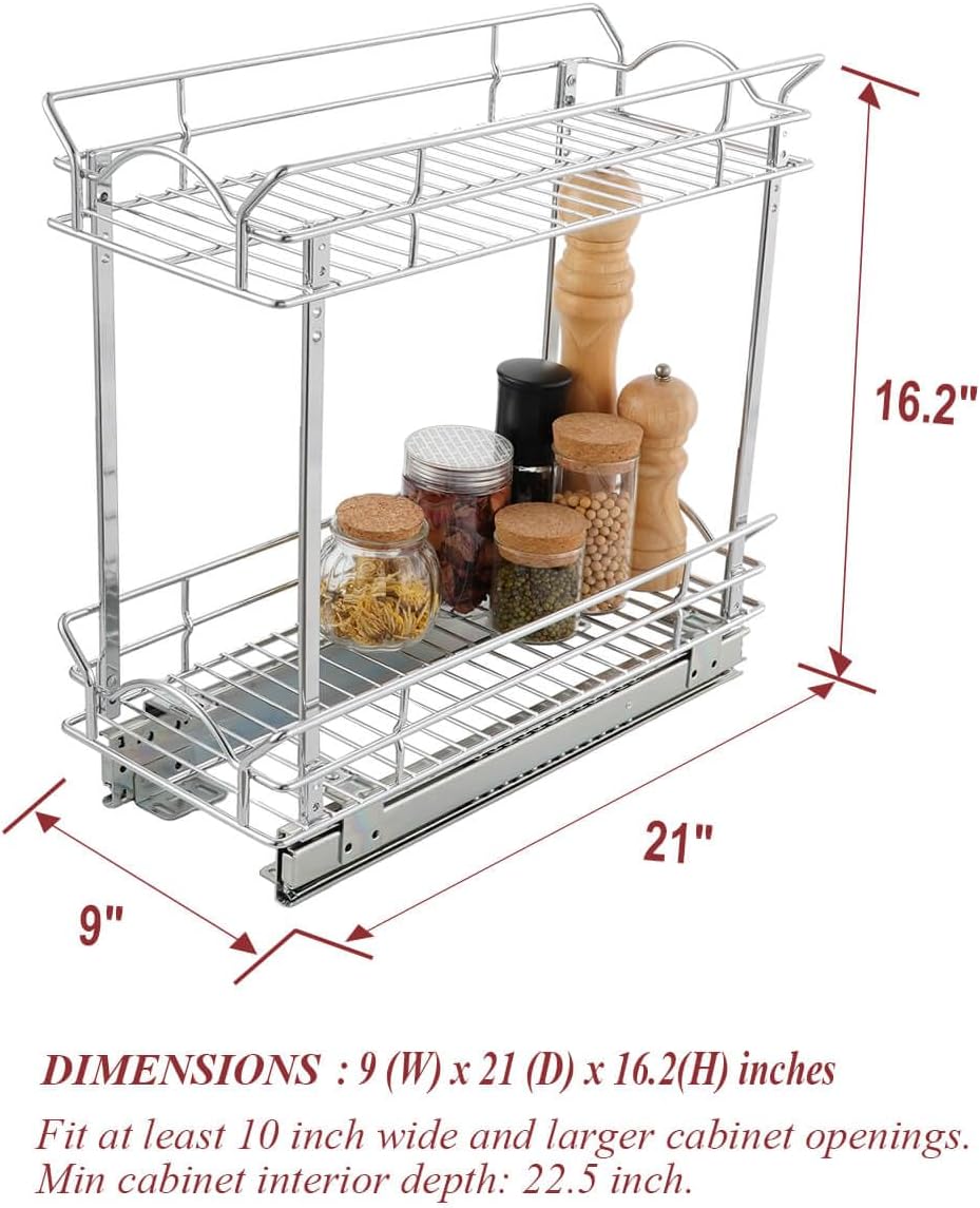 OCG Slide Out Cabinet Organizer for Narrow Cabinet (9" W X 21" D), ...