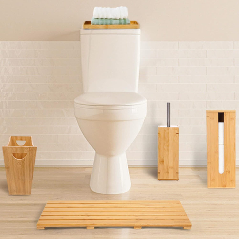 GOBAM Bamboo Toilet Paper Storage - Fits 3 Mega Toilet Paper, Bathroom Organi...
