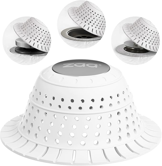 zaa Bathtub Drain Hair Catcher, Silicone Collapsible 1 Pack Drain Protector by zaa