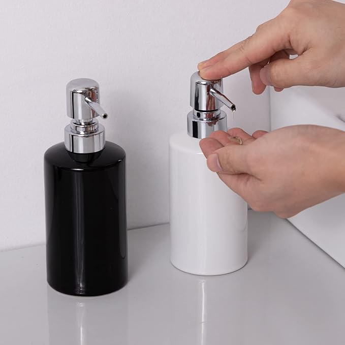 FE Soap Dispenser, 300ml/10oz Ceramic Liquid Soap Pump Dispenser, Refillable - Image 7