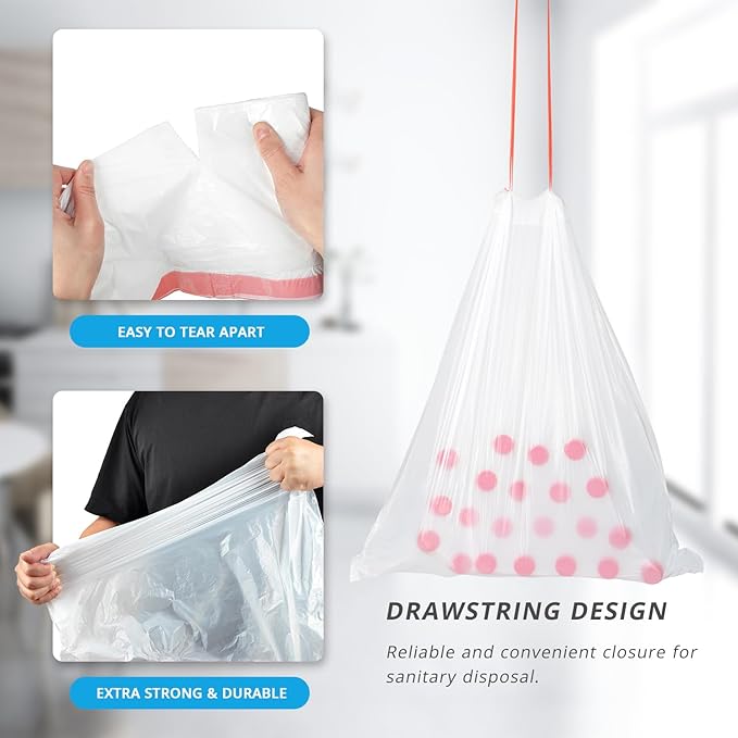 Ultra Thick 15 Gallon Drawstring Trash Bags, Leak Proof Trash Can Liners - Image 4