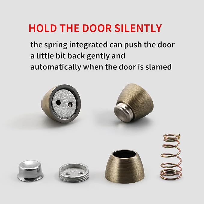YAGU Door Stopper 4 Pack Magnetic Door Stops, Zinc Alloy Brushed Bronze Door - Image 8