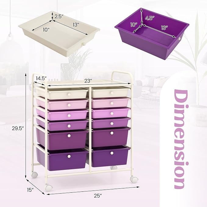 GOFLAME 12-Drawer Rolling Storage Cart, Mobile Utility Cart - Image 3