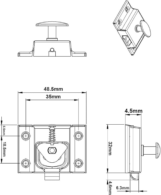 QCAA Oval Turn Cabinet Latch, for Cupboard & Other Furniture, Chrome Plated - Image 3