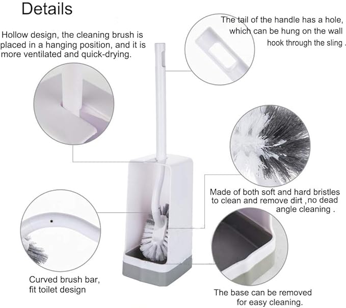 Marbarsse Bathroom Toilet Bowl Brush and Holder, Curved Design Toilet Brush - Image 3