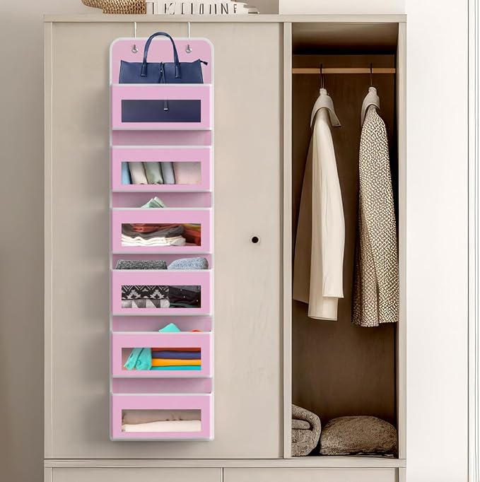 Simple Houseware 6 Clear Window Pocket Over Closet Door Storage Hanging - Image 4