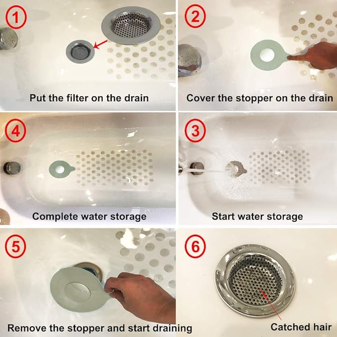 2PCS Bathtub Stopper Hair Catcher Kit, Bathtub Drain Strainer, Tub Stopper Plug - Image 6