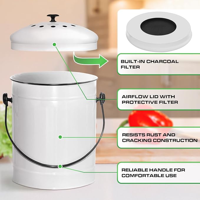 Plexon Countertop Compost Bin Kitchen - Image 4