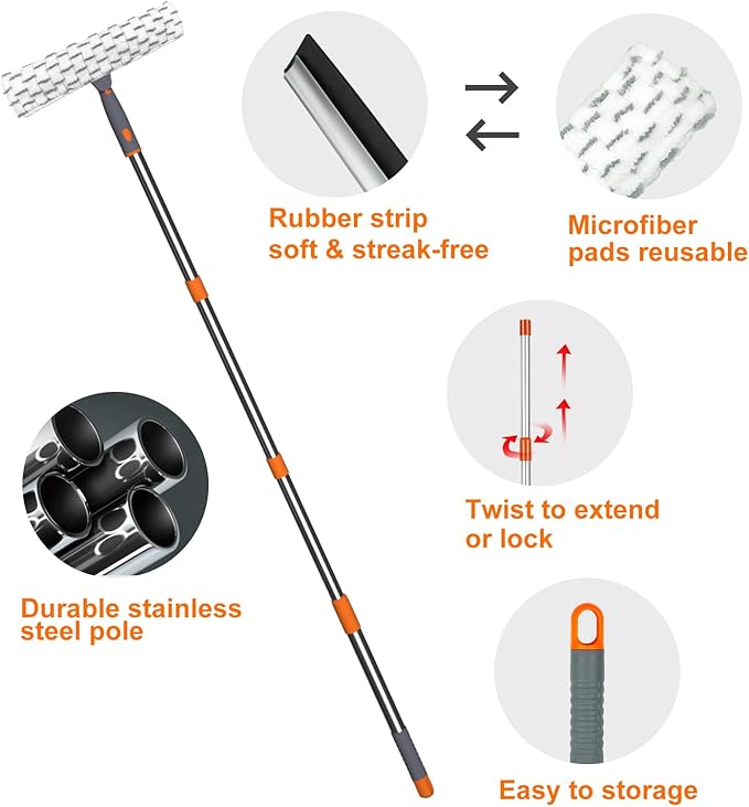 ITTAHO Squeegee for Window Cleaning, Extendable Window Cleaner for Car - Image 6
