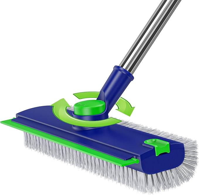 Floor Scrub Brush with Long Handle: 3 in 1 Heavy-Duty Floor Scrubber Brush with by Unknown