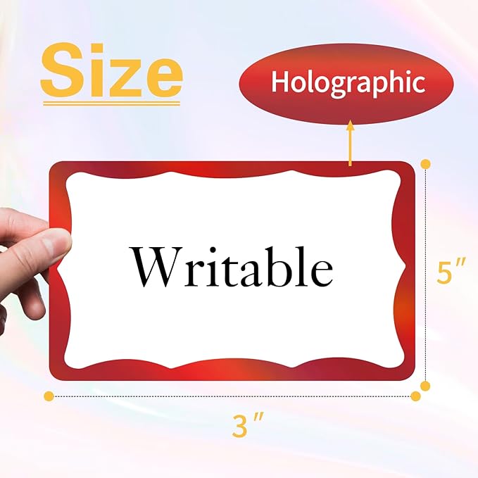 STARLIBOO Holographic Colored Labels Stickers, 3X5 Inch Removable Large Label - Image 2