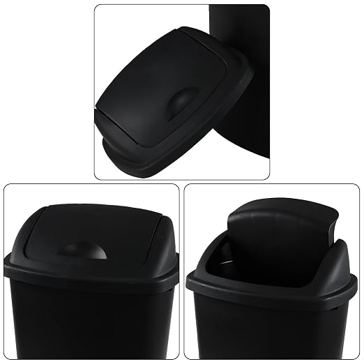 4 Pack Swing Top Trash Can, 6 Gallon Plastic Garbage Bins - Image 3
