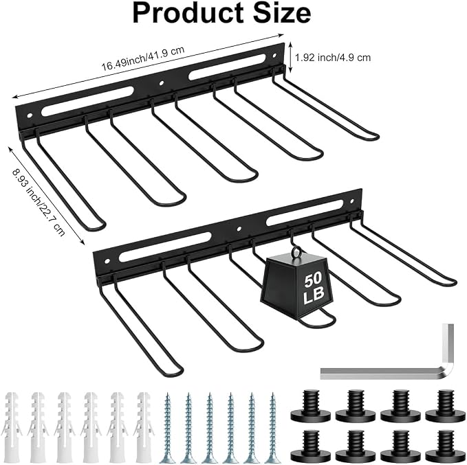 Garage Wall-Mounted Rack, Tool Storage Rack, Garden Tool Rack, Hanging Storage - Image 3