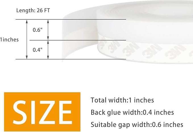 Door Weather Stripping Doors Seal Strip, 26 FT Silicone Sealing Tape - Image 2