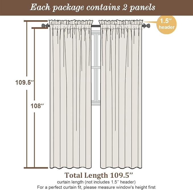 Chyhomenyc Extra Long Sage Green Sheer Curtains 108 Inches Long 2 Panels - Image 2
