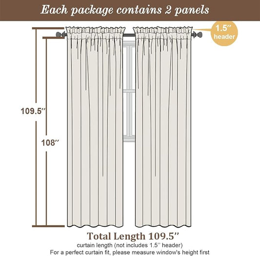 Chyhomenyc Extra Long Sage Green Sheer Curtains 108 Inches Long 2 Panels - Image 2