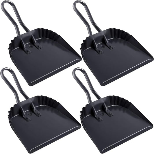 Mumufy 4 Pack 12 inch Heavy Duty Metal Dustpan Large Wide Dust Pans by Mumufy