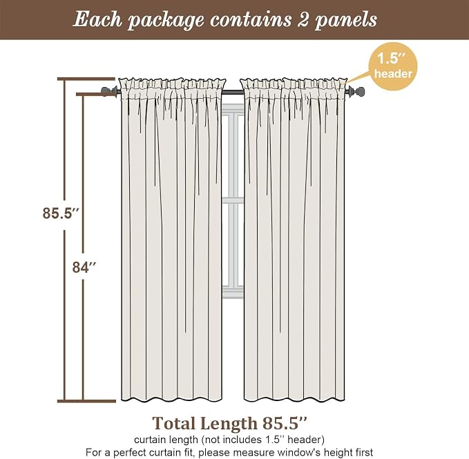 Chyhomenyc Black Sheer Curtains 84 Inch Length 2 Panels Set, Light Filtering - Image 3