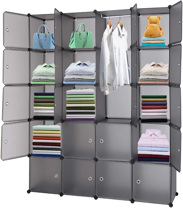 VINGLI Cube Storage Organizer, Plastic Closet Cabinet, DIY Plastic Modular Bo...
