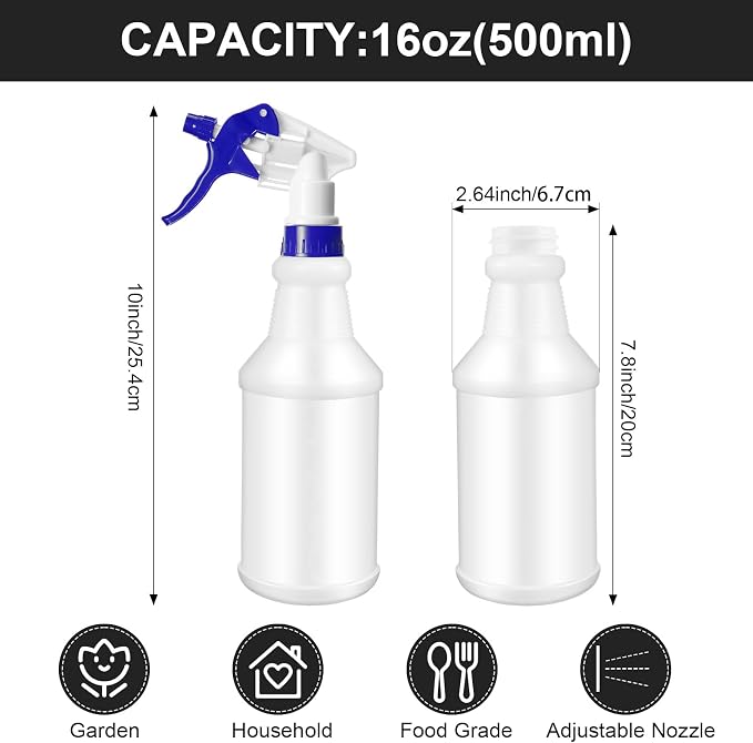 Eccliy 12 Pcs 16 Oz Plastic Spray Bottle, Adjustable Empty Reusable Sprayer - Image 2