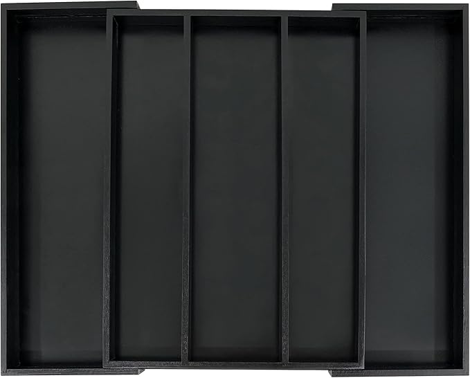 Utoplike Bamboo Drawer Organizer Kitchen Utensils, Adjustable Black Silverware by Utoplike